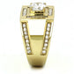 TK3079 - IP Gold(Ion Plating) Stainless Steel Ring with AAA Grade CZ  in Clear-3