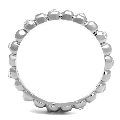 TK3085 - High polished (no plating) Stainless Steel Ring with AAA Grade CZ  in Clear-2