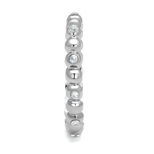 TK3085 - High polished (no plating) Stainless Steel Ring with AAA Grade CZ  in Clear-3