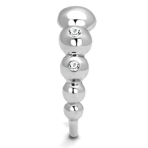 TK3087 - High polished (no plating) Stainless Steel Ring with AAA Grade CZ  in Clear-3