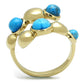 TK3091 - IP Gold(Ion Plating) Stainless Steel Ring with Semi-Precious Turquoise in Sea Blue-2