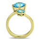 TK3092 - IP Gold(Ion Plating) Stainless Steel Ring with AAA Grade CZ  in Sea Blue-2