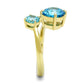 TK3092 - IP Gold(Ion Plating) Stainless Steel Ring with AAA Grade CZ  in Sea Blue-3