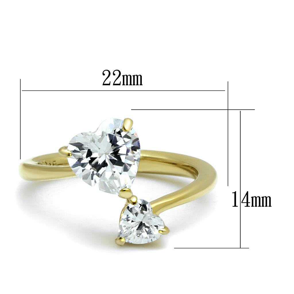 TK3093 - IP Gold(Ion Plating) Stainless Steel Ring with AAA Grade CZ  in Clear-1