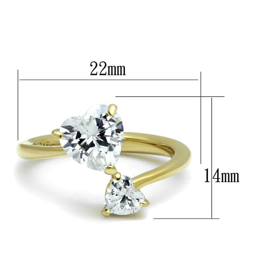 TK3093 - IP Gold(Ion Plating) Stainless Steel Ring with AAA Grade CZ  in Clear-1