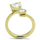 TK3093 - IP Gold(Ion Plating) Stainless Steel Ring with AAA Grade CZ  in Clear-2