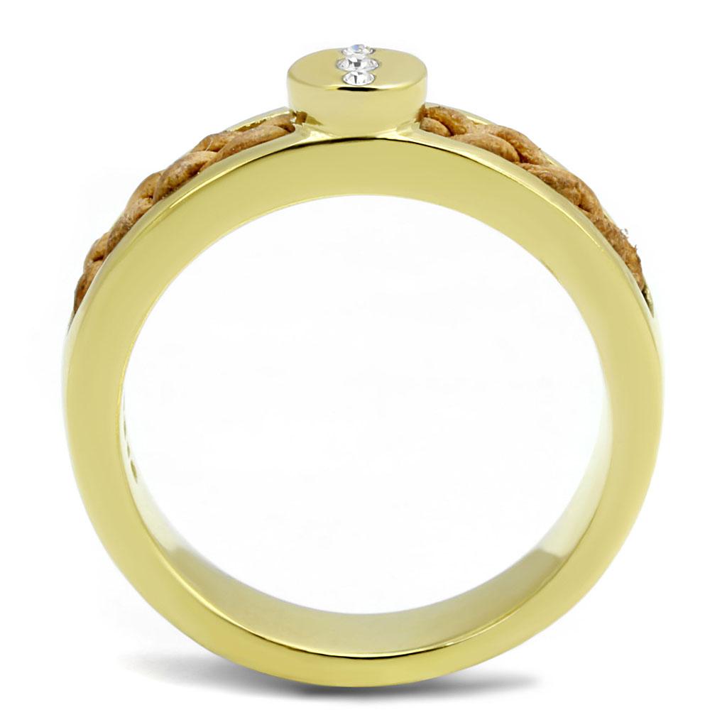 TK3096 - IP Gold(Ion Plating) Stainless Steel Ring with Top Grade Crystal  in Clear-2