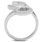 TK3097 - High polished (no plating) Stainless Steel Ring with AAA Grade CZ  in Clear-2