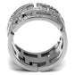 TK3105 - High polished (no plating) Stainless Steel Ring with Top Grade Crystal  in Clear-2