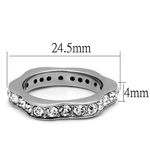 TK3106 - High polished (no plating) Stainless Steel Ring with Top Grade Crystal  in Clear-1