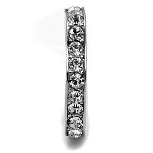 TK3106 - High polished (no plating) Stainless Steel Ring with Top Grade Crystal  in Clear-3