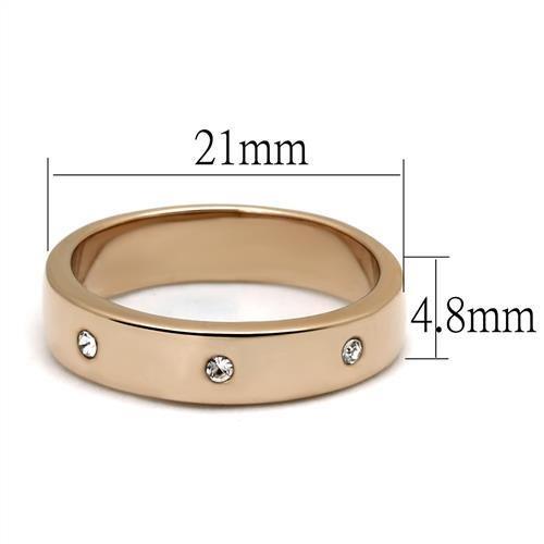TK3107 - IP Rose Gold(Ion Plating) Stainless Steel Ring with Top Grade Crystal  in Clear-1