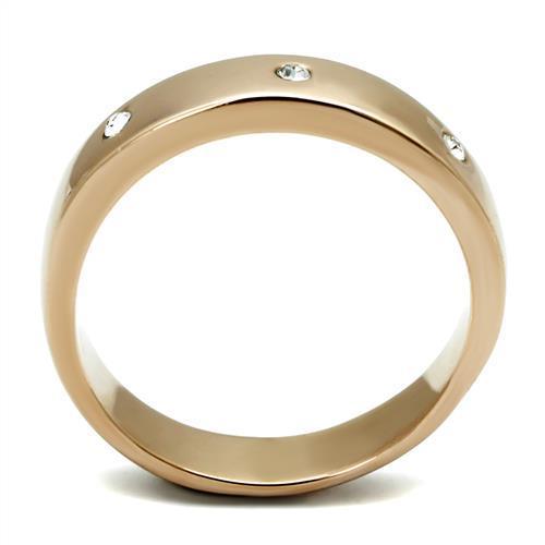 TK3107 - IP Rose Gold(Ion Plating) Stainless Steel Ring with Top Grade Crystal  in Clear-2