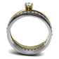 TK3108 - Two-Tone IP Gold (Ion Plating) Stainless Steel Ring with AAA Grade CZ  in Clear-2