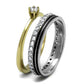 TK3108 - Two-Tone IP Gold (Ion Plating) Stainless Steel Ring with AAA Grade CZ  in Clear-3