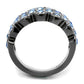 TK3111 - IP Light Black  (IP Gun) Stainless Steel Ring with Top Grade Crystal  in Light Sapphire-2