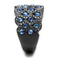 TK3111 - IP Light Black  (IP Gun) Stainless Steel Ring with Top Grade Crystal  in Light Sapphire-3