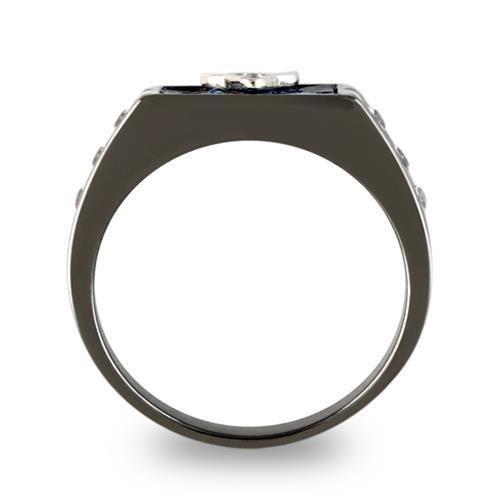 TK3116 - Two-Tone IP Black Stainless Steel Ring with AAA Grade CZ  in Clear-2
