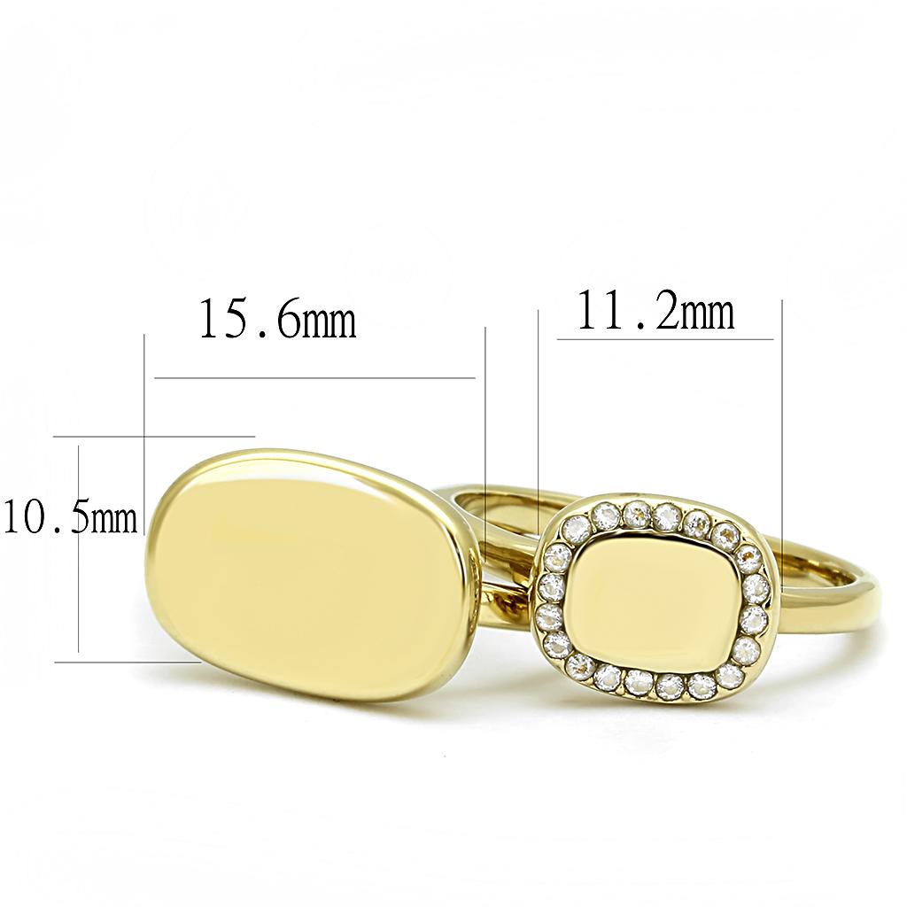 TK3121 - IP Gold(Ion Plating) Stainless Steel Ring with AAA Grade CZ  in Clear-1