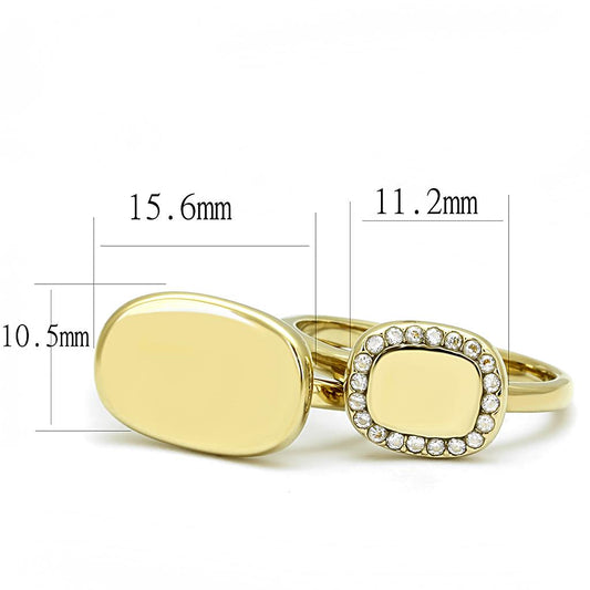 TK3121 - IP Gold(Ion Plating) Stainless Steel Ring with AAA Grade CZ  in Clear-1