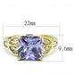 TK3125 - IP Gold(Ion Plating) Stainless Steel Ring with AAA Grade CZ  in Light Amethyst-1