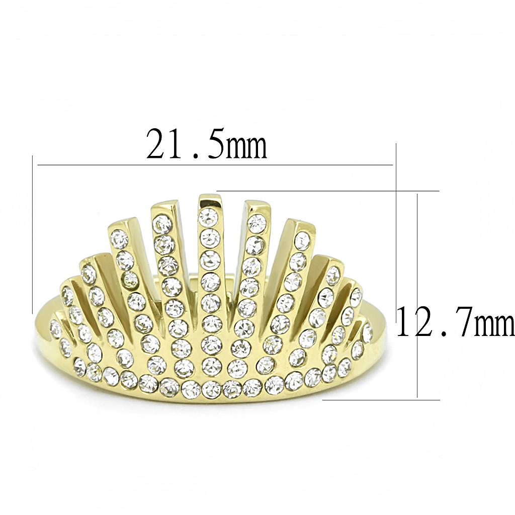 TK3128 - IP Gold(Ion Plating) Stainless Steel Ring with Top Grade Crystal  in Clear-1