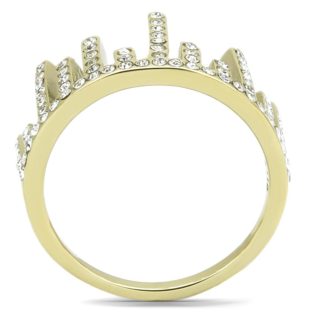 TK3129 - IP Gold(Ion Plating) Stainless Steel Ring with Top Grade Crystal  in Clear-2