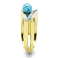 TK3130 - IP Gold(Ion Plating) Stainless Steel Ring with Synthetic Turquoise in Turquoise-3
