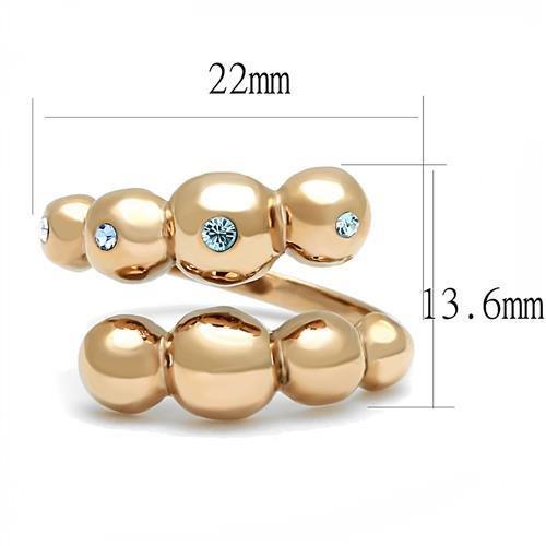 TK3131 - IP Rose Gold(Ion Plating) Stainless Steel Ring with Top Grade Crystal  in Sea Blue-1