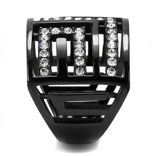 TK3134 - IP Light Black  (IP Gun) Stainless Steel Ring with Top Grade Crystal  in Clear-3