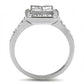 TK3137 - High polished (no plating) Stainless Steel Ring with AAA Grade CZ  in Clear-2