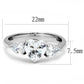 TK3138 - High polished (no plating) Stainless Steel Ring with AAA Grade CZ  in Clear-1