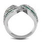 TK3142 - High polished (no plating) Stainless Steel Ring with Top Grade Crystal  in Emerald-2