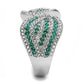 TK3142 - High polished (no plating) Stainless Steel Ring with Top Grade Crystal  in Emerald-3