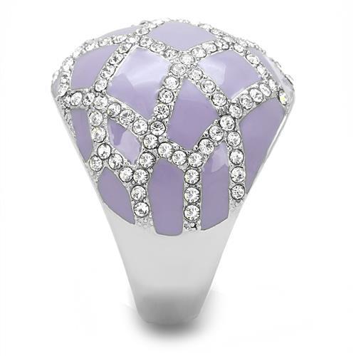 TK3143 - High polished (no plating) Stainless Steel Ring with Top Grade Crystal  in Clear-3