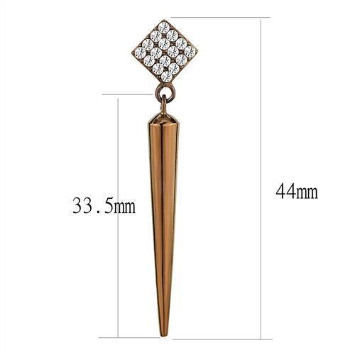 TK3158 - IP Coffee light Stainless Steel Earrings with AAA Grade CZ  in Clear-1