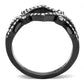 TK3165 - IP Black(Ion Plating) Stainless Steel Ring with AAA Grade CZ  in Clear-2