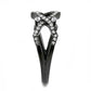 TK3165 - IP Black(Ion Plating) Stainless Steel Ring with AAA Grade CZ  in Clear-3