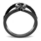 TK3166 - IP Black(Ion Plating) Stainless Steel Ring with Top Grade Crystal  in Clear-2