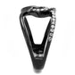 TK3166 - IP Black(Ion Plating) Stainless Steel Ring with Top Grade Crystal  in Clear-3