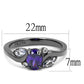 TK3169 - IP Light Black  (IP Gun) Stainless Steel Ring with AAA Grade CZ  in Tanzanite-1