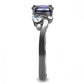 TK3169 - IP Light Black  (IP Gun) Stainless Steel Ring with AAA Grade CZ  in Tanzanite-3