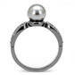 TK3170 - IP Light Black  (IP Gun) Stainless Steel Ring with Synthetic Pearl in Gray-2