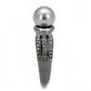 TK3170 - IP Light Black  (IP Gun) Stainless Steel Ring with Synthetic Pearl in Gray-3