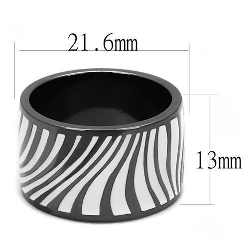 TK3171 - IP Light Black  (IP Gun) Stainless Steel Ring with Epoxy  in White-1