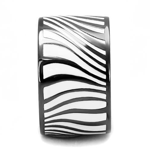 TK3171 - IP Light Black  (IP Gun) Stainless Steel Ring with Epoxy  in White-3
