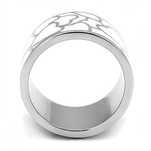 TK3172 - High polished (no plating) Stainless Steel Ring with Epoxy  in White-2