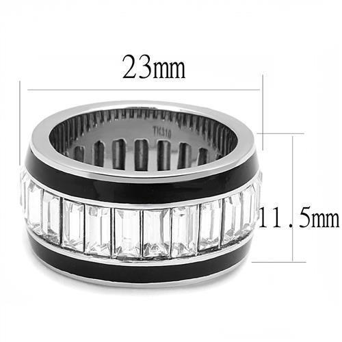 TK3173 - High polished (no plating) Stainless Steel Ring with Top Grade Crystal  in Clear-1