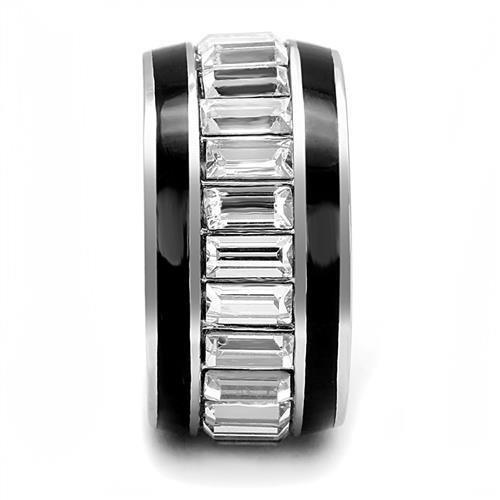 TK3173 - High polished (no plating) Stainless Steel Ring with Top Grade Crystal  in Clear-3