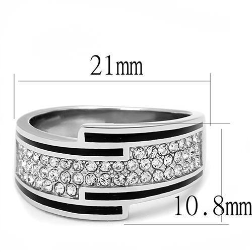 TK3174 - High polished (no plating) Stainless Steel Ring with Top Grade Crystal  in Clear-1